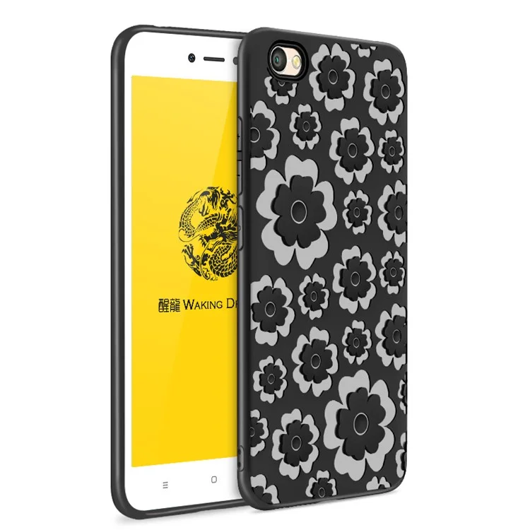 WAKING DRAGON 3D Flower Series Soft TPU Back Case for Xiaomi Redmi Note 5A / Redmi Y1 Lite - Black