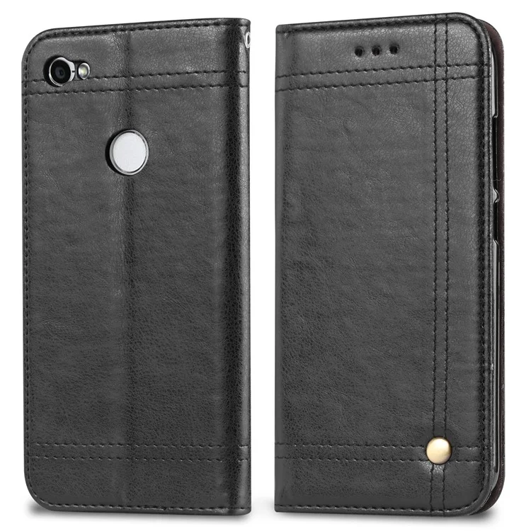 Auto-absorbed Vintage Leather Wallet Case for Xiaomi Redmi Note 5A Prime / Redmi Y1 (India) - Black
