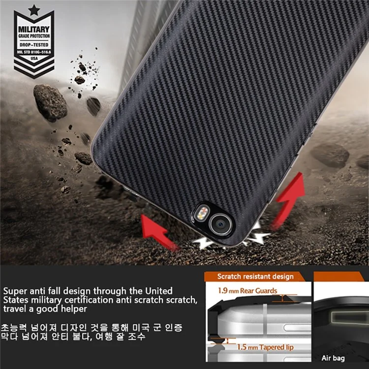 Carbon Fiber Texture TPU Phone Cover for Xiaomi Mi 5 - Black