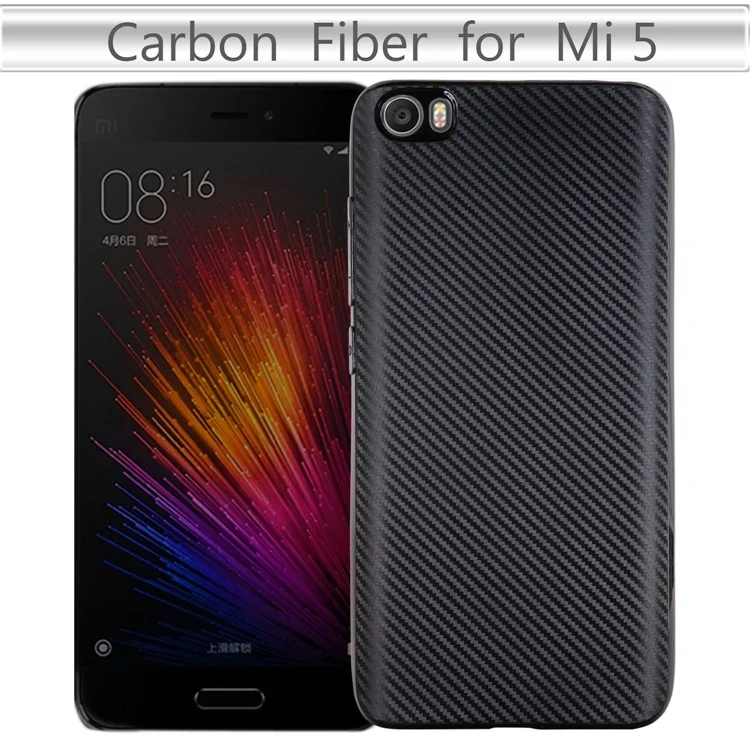 Carbon Fiber Texture TPU Phone Cover for Xiaomi Mi 5 - Black