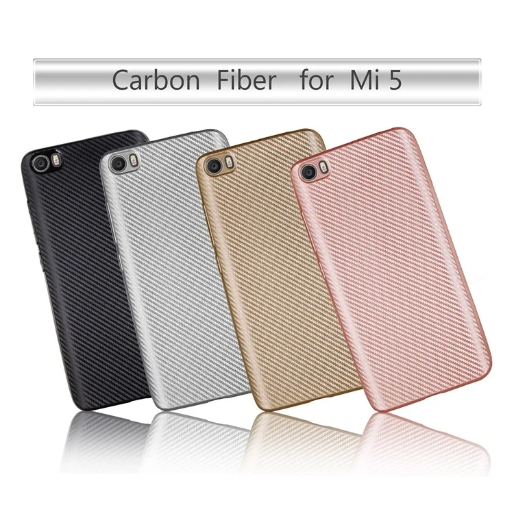 Carbon Fiber Texture TPU Phone Cover for Xiaomi Mi 5 - Black