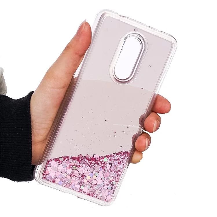 Dynamic Glitter Sequins Quicksand Mirror Surface TPU Mobile Phone Case for Xiaomi Redmi 5 - Pink