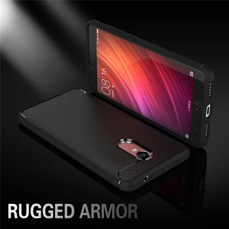 50PCS/Lot Carbon Fibre Brushed TPU Case for Xiaomi Redmi Note 4 - Black