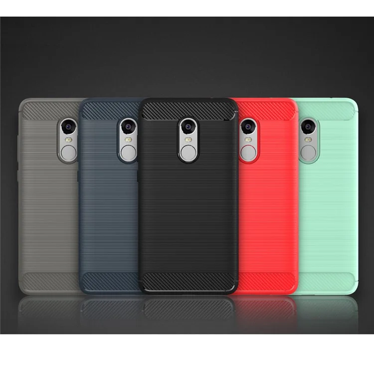 50PCS/Lot Carbon Fibre Brushed TPU Case for Xiaomi Redmi Note 4 - Black