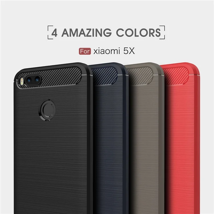 50Pcs/Set Carbon Fiber Texture Brushed TPU Back Case for Xiaomi Mi A1 / 5X - Black
