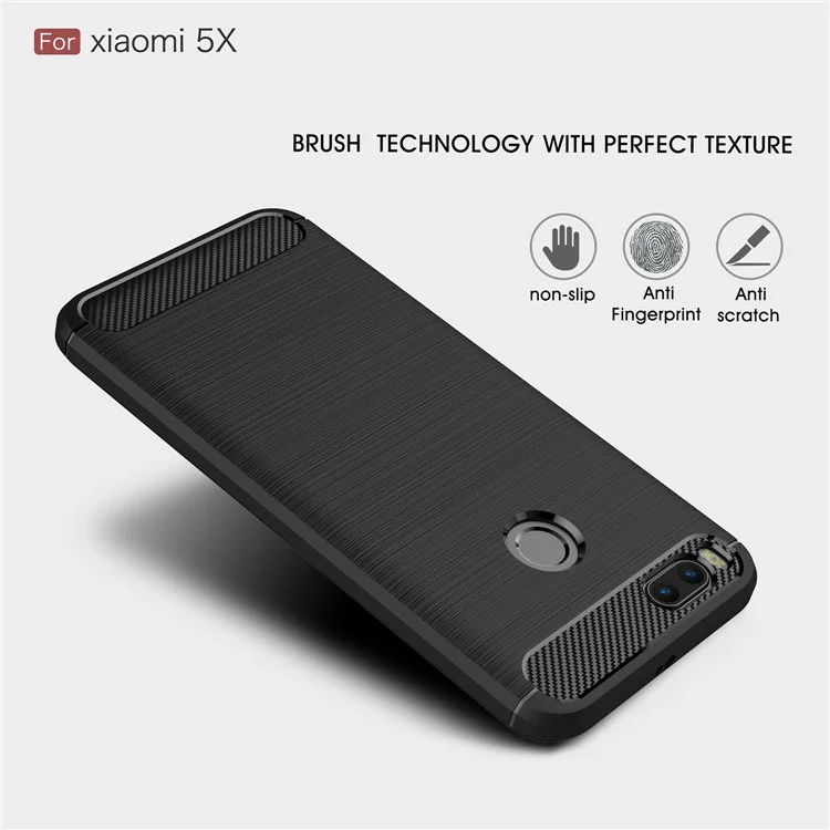 50Pcs/Set Carbon Fiber Texture Brushed TPU Back Case for Xiaomi Mi A1 / 5X - Black