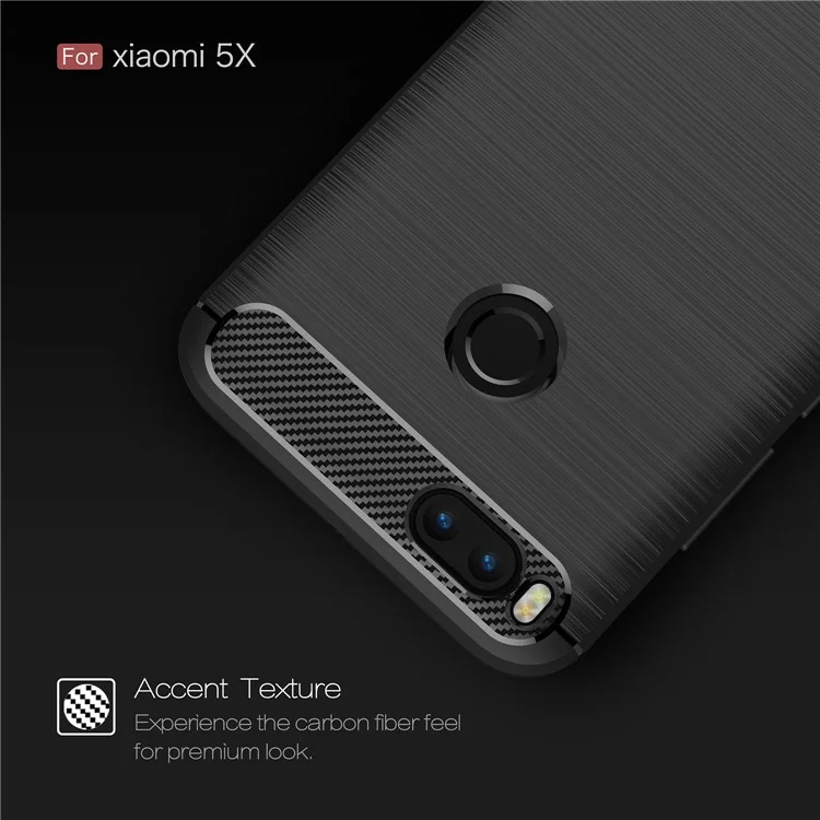50Pcs/Set Carbon Fiber Texture Brushed TPU Back Case for Xiaomi Mi A1 / 5X - Black