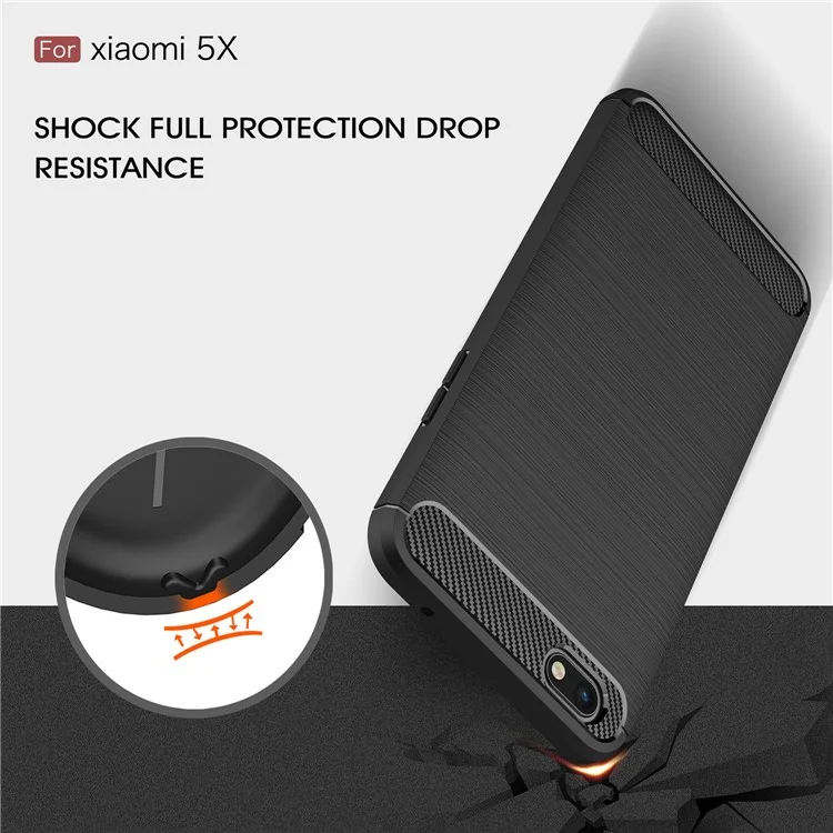 50Pcs/Set Carbon Fiber Texture Brushed TPU Back Case for Xiaomi Mi A1 / 5X - Black