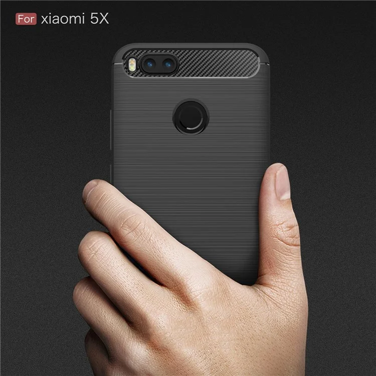 50Pcs/Set Carbon Fiber Texture Brushed TPU Back Case for Xiaomi Mi A1 / 5X - Black
