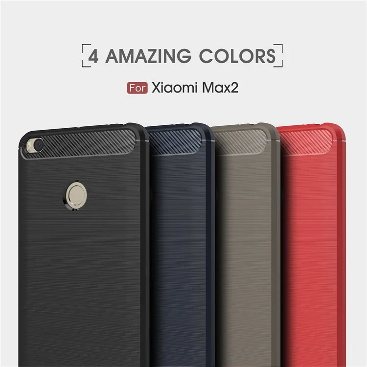 50Pcs/Set Carbon Fiber Texture Brushed TPU Back Case for Xiaomi Mi Max 2 - Black