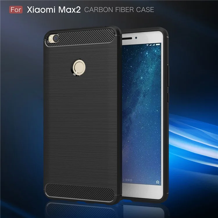 50Pcs/Set Carbon Fiber Texture Brushed TPU Back Case for Xiaomi Mi Max 2 - Black
