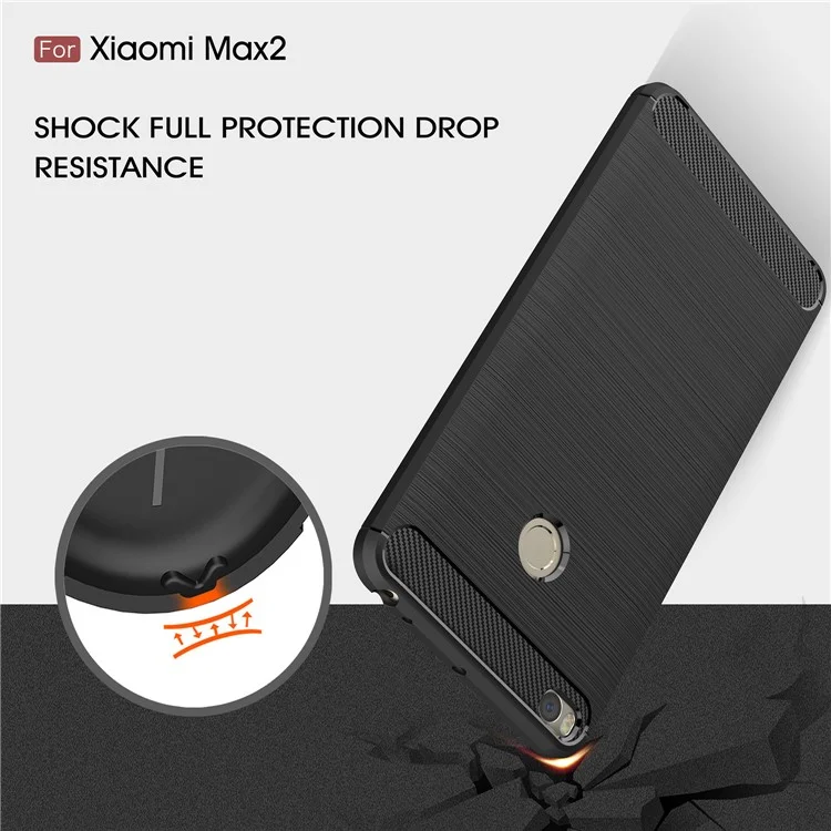 50Pcs/Set Carbon Fiber Texture Brushed TPU Back Case for Xiaomi Mi Max 2 - Black