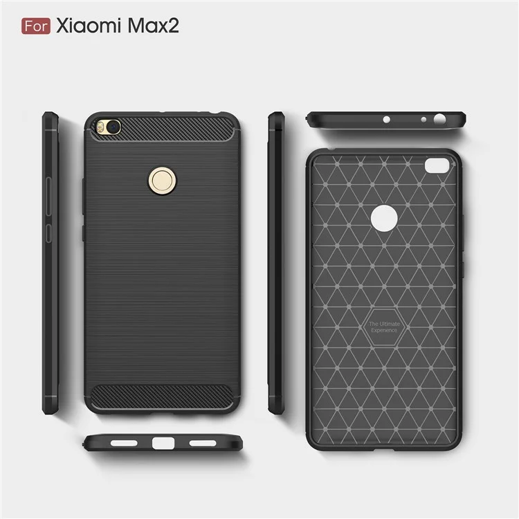 50Pcs/Set Carbon Fiber Texture Brushed TPU Back Case for Xiaomi Mi Max 2 - Black