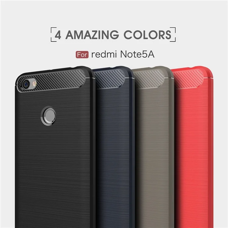 50PCS/Lot Carbon Fibre Brushed TPU Case for Xiaomi Redmi Note 5A Prime / Y1 (India) - Black