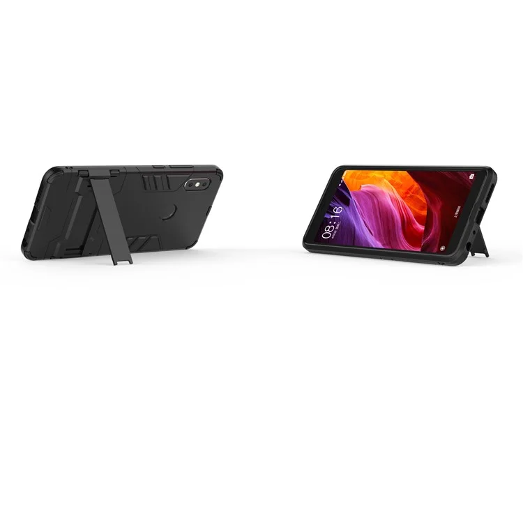 PC a Prueba de Choque + TPU Hybrid Kickstand Case Para Xiaomi Redmi Note 5 Pro (cámara Dual) / Redmi Note 5 (China) - Negro