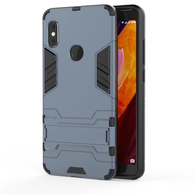 PC a Prueba de Choque + TPU Hybrid Kickstand Case de Shell de Teléfono Móvil Para Xiaomi Redmi Note 5 Pro (cámara Dual) / Redmi Note 5 (China) - Azul Oscuro