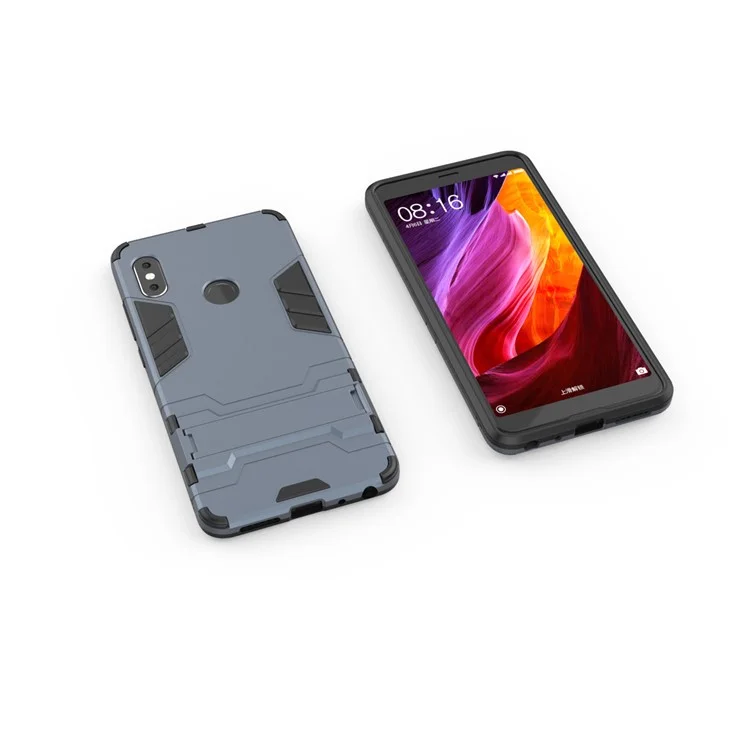 PC a Prueba de Choque + TPU Hybrid Kickstand Case de Shell de Teléfono Móvil Para Xiaomi Redmi Note 5 Pro (cámara Dual) / Redmi Note 5 (China) - Azul Oscuro