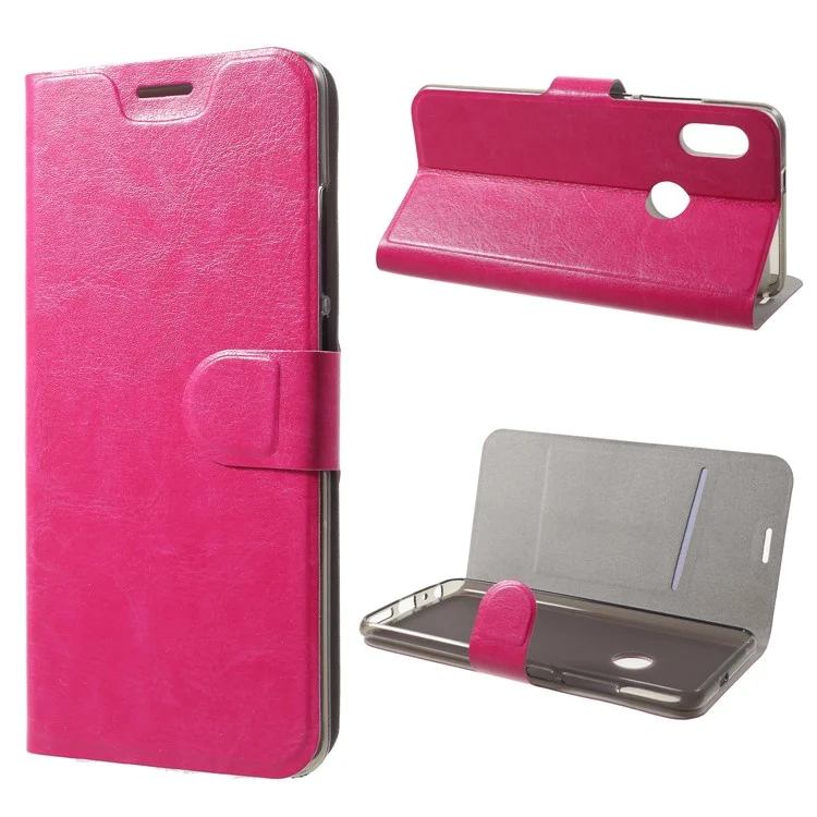 Crazy Horse Leather Stand Case for Xiaomi Redmi Note 5 Pro (Dual Camera) / Redmi Note 5 (China) - Rose