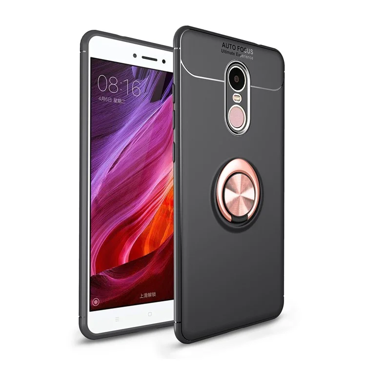 Fingerring Kickstand TPU Mobile Shell Für Xiaomi Redmi Note 4x (eingebaute Magnetmetallblech) - Schwarz / Roségold