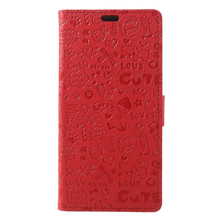 Cartoon Graffiti PU Leather Wallet Stand Case for Xiaomi Redmi Note 5 Pro (Dual Camera) / Redmi Note 5 (China) - Red