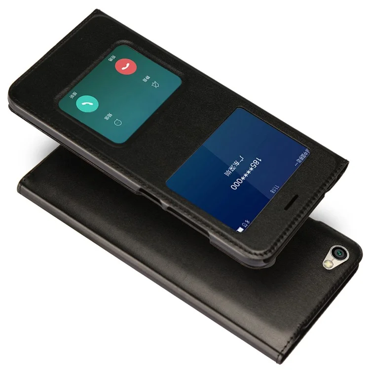 Dual View Window Slim Leather Protective Case for Xiaomi Redmi Note 5A Prime / Redmi Y1 (India) - Black