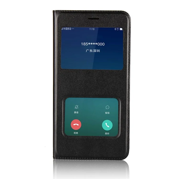Dual View Window Slim Leather Protective Case for Xiaomi Redmi Note 5A Prime / Redmi Y1 (India) - Black