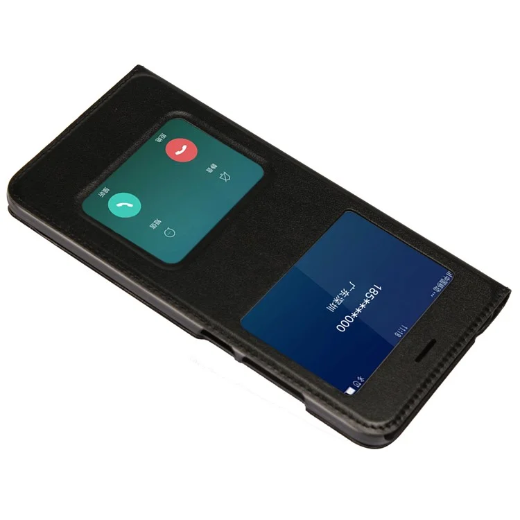 Dual View Window Slim Leather Protective Case for Xiaomi Redmi Note 5A Prime / Redmi Y1 (India) - Black