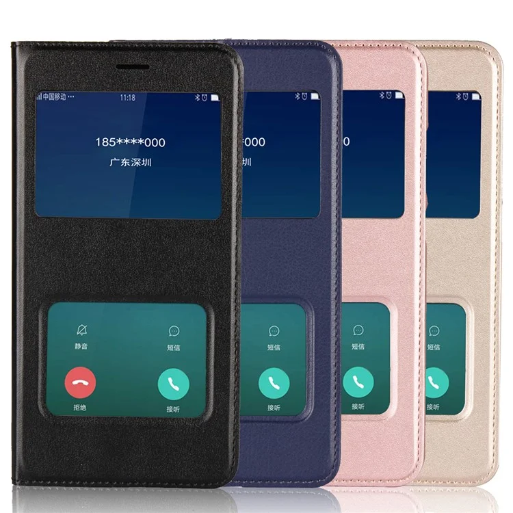Dual View Window Slim Leather Protective Case for Xiaomi Redmi Note 5A Prime / Redmi Y1 (India) - Black