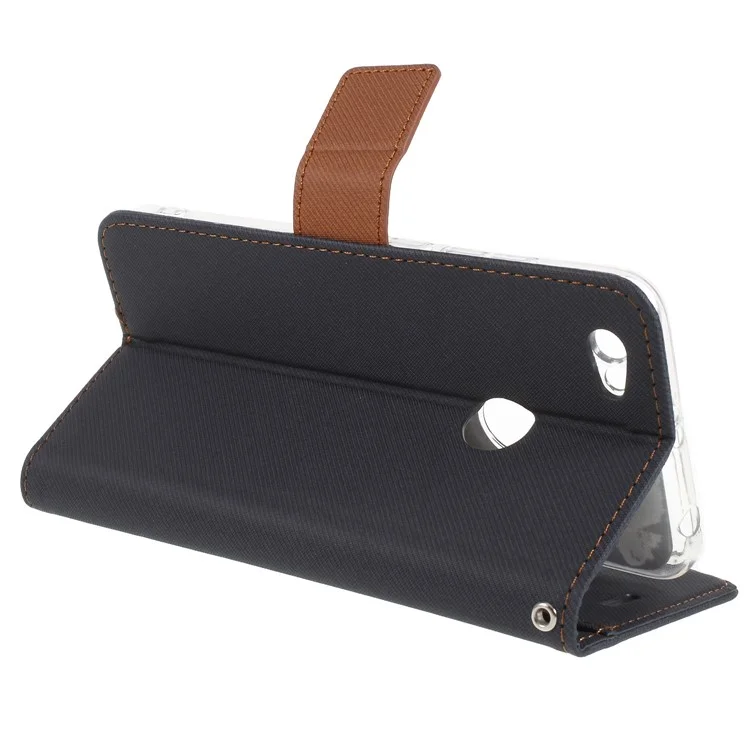 ROAR KOREA Twill Leather Wallet Case for Xiaomi Redmi Note 5A Prime / Redmi Y1 (India) - Black