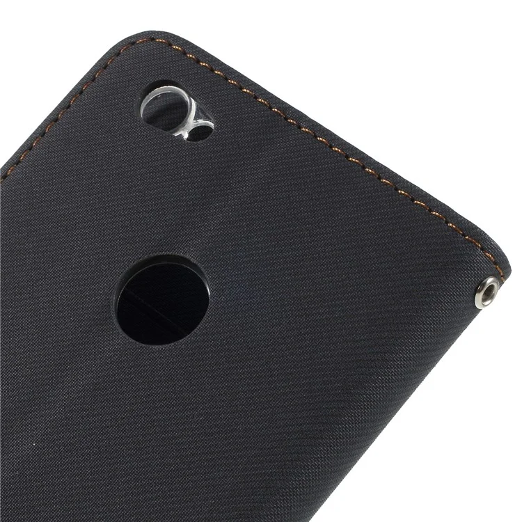 ROAR KOREA Twill Leather Wallet Case for Xiaomi Redmi Note 5A Prime / Redmi Y1 (India) - Black