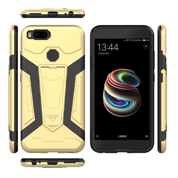 Armor PC + TPU Hybrid Kickstand Cell Phone Case for Xiaomi Mi A1/5X - Gold