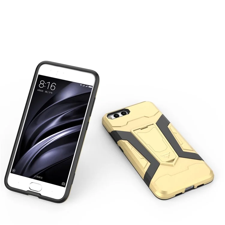 For Xiaomi Mi 6 Armor PC + TPU Hybrid Kickstand Cell Phone Case - Gold