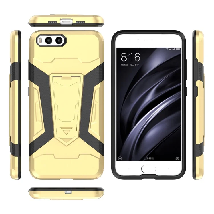 For Xiaomi Mi 6 Armor PC + TPU Hybrid Kickstand Cell Phone Case - Gold