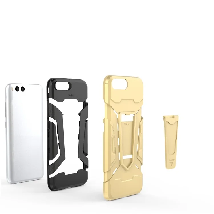 For Xiaomi Mi 6 Armor PC + TPU Hybrid Kickstand Cell Phone Case - Gold