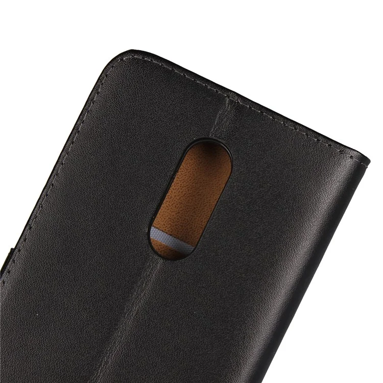 Genuine Split Leather Wallet Stand Case for Xiaomi Redmi Note 5 (12MP Rear Camera) / Redmi 5 Plus (China) - Black