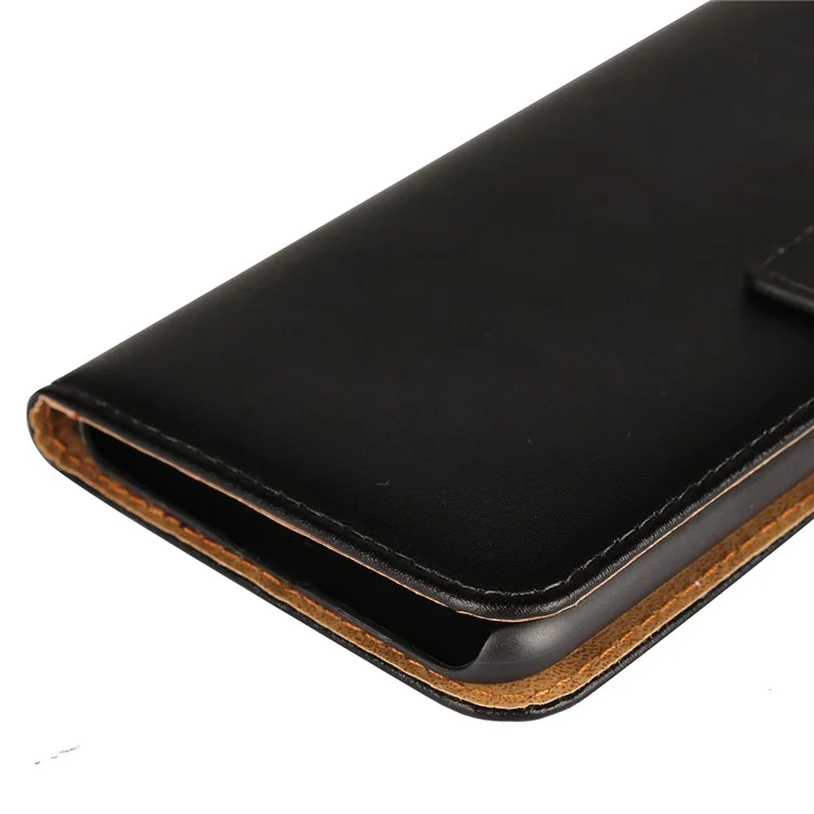 Genuine Split Leather Wallet Stand Case for Xiaomi Redmi Note 5 (12MP Rear Camera) / Redmi 5 Plus (China) - Black