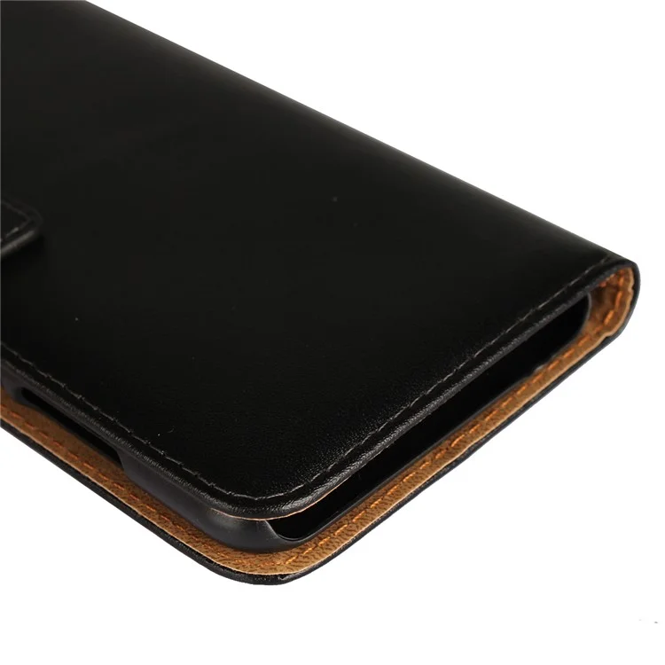 Genuine Split Leather Wallet Stand Case for Xiaomi Redmi Note 5 (12MP Rear Camera) / Redmi 5 Plus (China) - Black