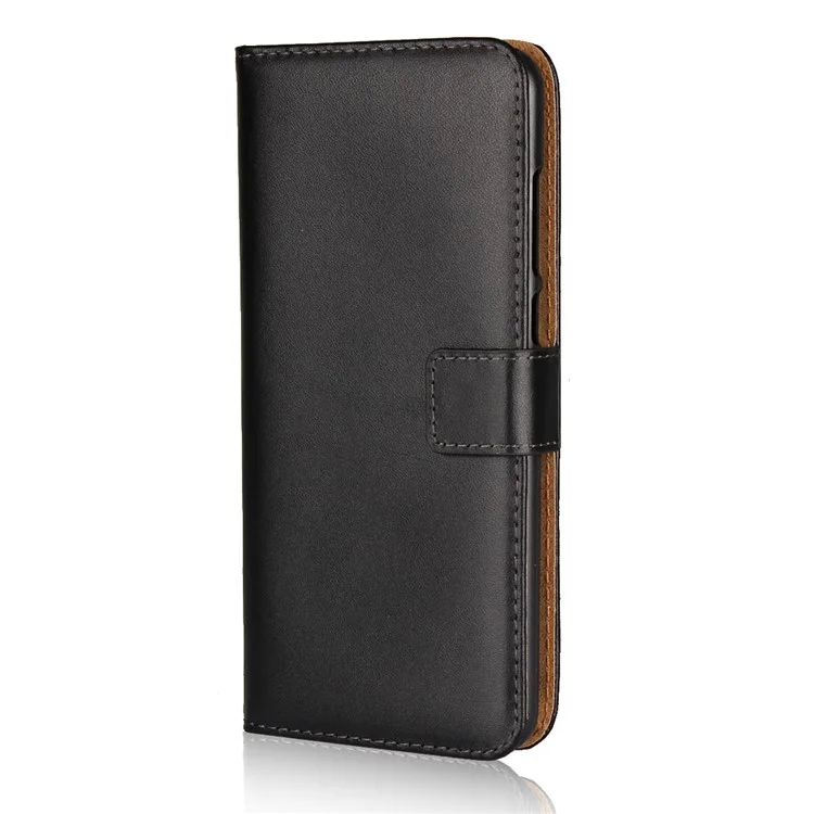 Genuine Split Leather Wallet Stand Case for Xiaomi Redmi Note 5 (12MP Rear Camera) / Redmi 5 Plus (China) - Black