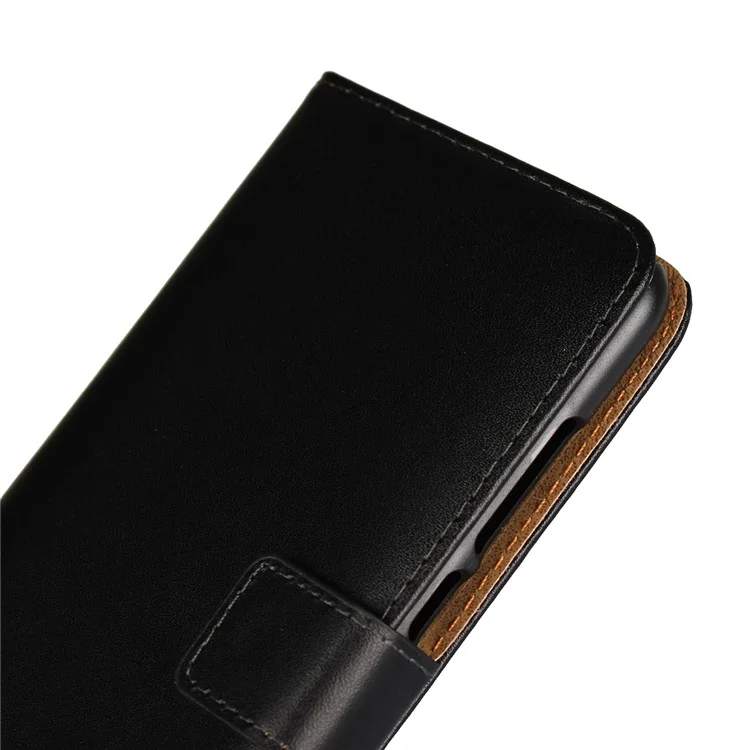 Genuine Split Leather Wallet Stand Case for Xiaomi Redmi Note 5 (12MP Rear Camera) / Redmi 5 Plus (China) - Black
