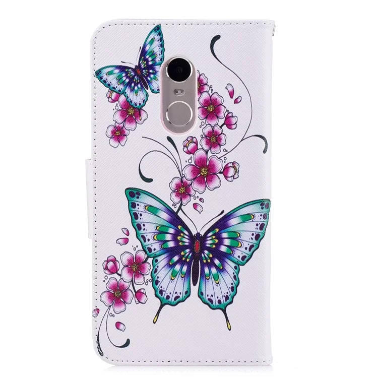 Pattern Printing Wallet Leather Case with Stand for Xiaomi Redmi Note 4 (MediaTek)/Redmi Note 4 (Snapdragon) - Butterflies and Flowers