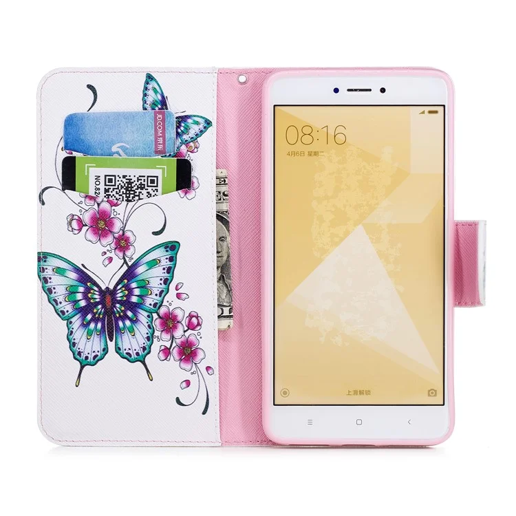 Pattern Printing Wallet Leather Case with Stand for Xiaomi Redmi Note 4 (MediaTek)/Redmi Note 4 (Snapdragon) - Butterflies and Flowers