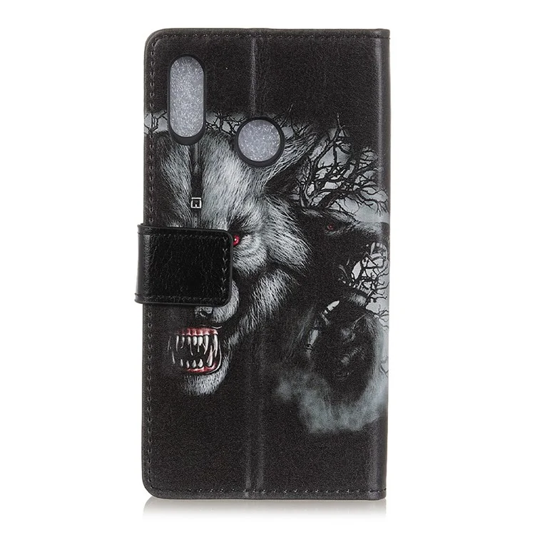 Pattern Printing Stand Leather Wallet Mobile Case for Xiaomi Redmi Note 5 Pro (Dual Camera) / Redmi Note 5 (China) - Fierce Wolf