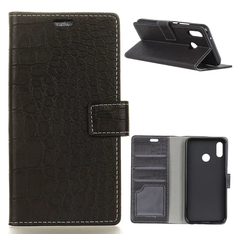 Crocodile Texture PU Leather Magnetic Stand Wallet Phone Case for Xiaomi Redmi Note 5 Pro (Dual Camera) / Redmi Note 5 (China) - Black