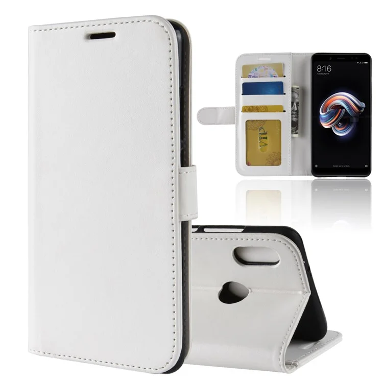 Crazy Horse Texture Wallet Stand Leder Mobile Cover Für Xiaomi Redmi Note 5 Pro (Dual -Kamera) / Redmi Note 5 (China) - Weiß