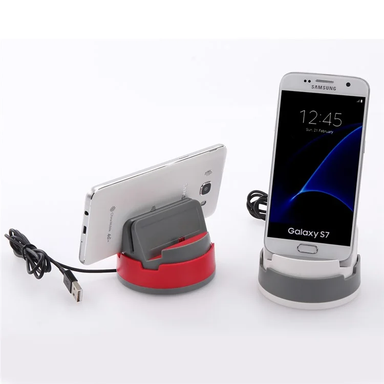 360-degree Rotating Micro USB Charging Sync Stand Dock for Samsung Sony Huawei etc - Grey