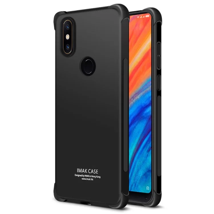IMAK Silky Anti-drop TPU Soft Back Case + Screen Protector Film for Xiaomi Mi Mix 2s - Metal Black