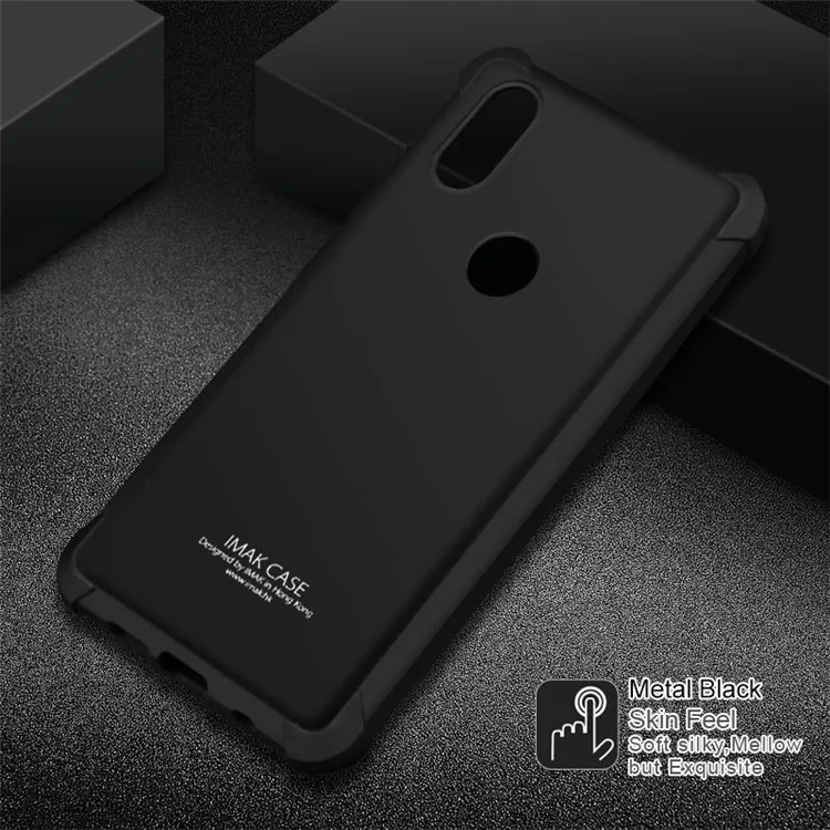 IMAK Silky Anti-drop TPU Soft Back Case + Screen Protector Film for Xiaomi Mi Mix 2s - Metal Black