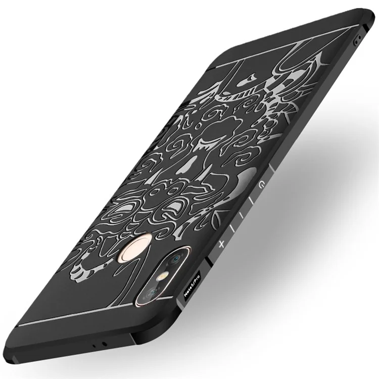 All-wrapped Drop-proof TPU Case for Xiaomi Redmi Note 5 (12MP Rear Camera) / Redmi 5 Plus (China) - Auspicious Dragon Pattern / Black