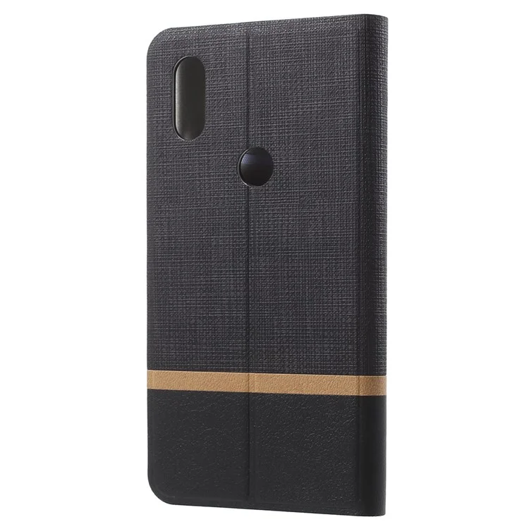 Cross Pattern Leather Card Holder Phone Shell (Built-in Steel Sheet) for 	Xiaomi Mi Mix 2s - Black