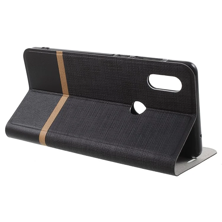 Cross Pattern Leather Card Holder Phone Shell (Built-in Steel Sheet) for 	Xiaomi Mi Mix 2s - Black